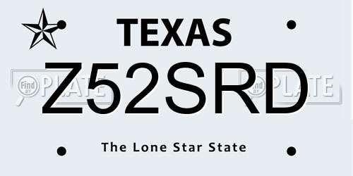 Z52SRD Texas License Plate