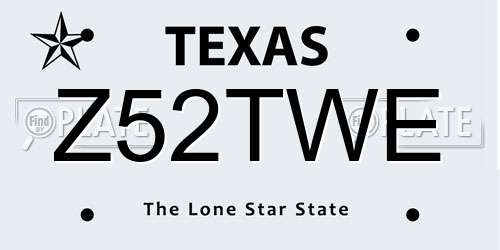 Z52TWE Texas License Plate