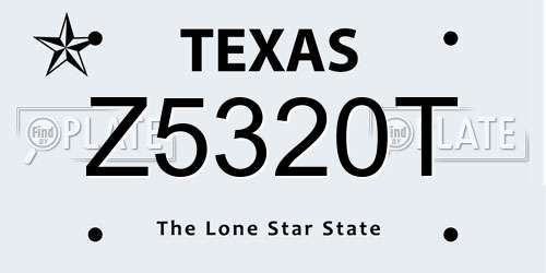 Z5320T Texas License Plate