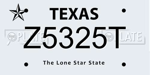 Z5325T Texas License Plate
