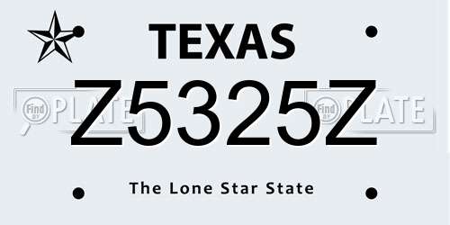 Z5325Z Texas License Plate