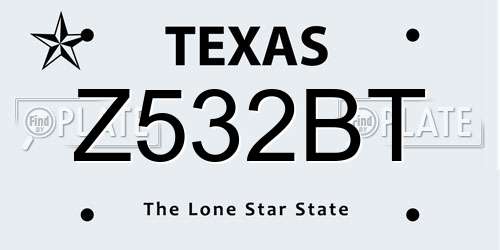 Z532BT Texas License Plate