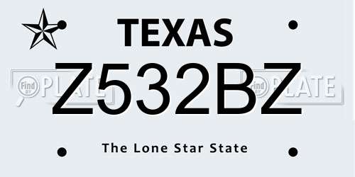Z532BZ Texas License Plate