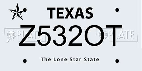 Z532OT Texas License Plate