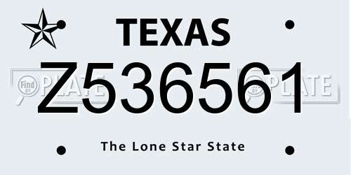 Z536561 Texas License Plate