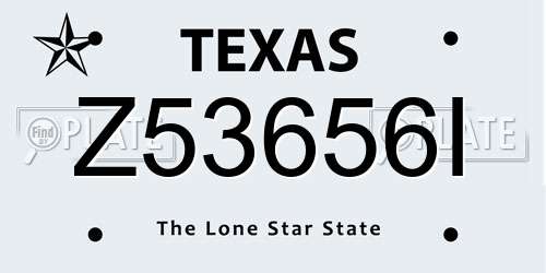 Z53656I Texas License Plate