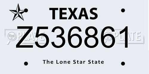 Z536861 Texas License Plate