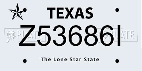 Z53686I Texas License Plate