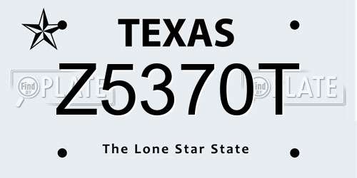Z5370T Texas License Plate