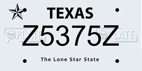 Z5375Z Texas License Plate