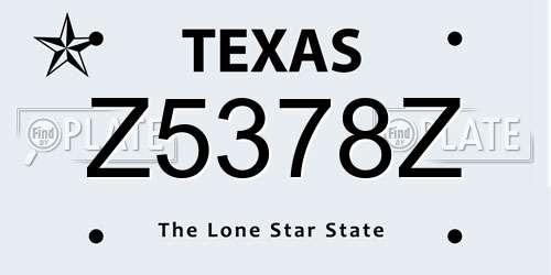 Z5378Z Texas License Plate