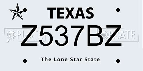 Z537BZ Texas License Plate