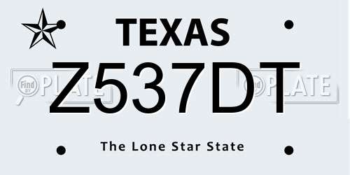 Z537DT Texas License Plate