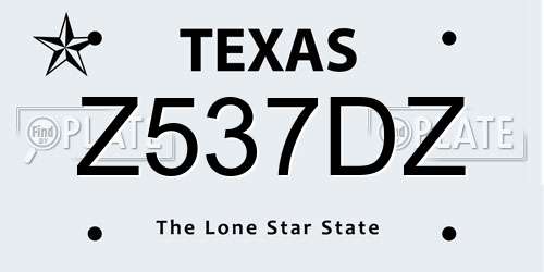 Z537DZ Texas License Plate