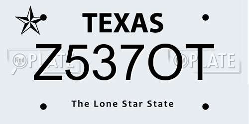 Z537OT Texas License Plate