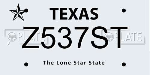 Z537ST Texas License Plate