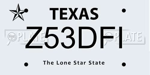 Z53DFI Texas License Plate