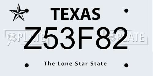 Z53F82 Texas License Plate