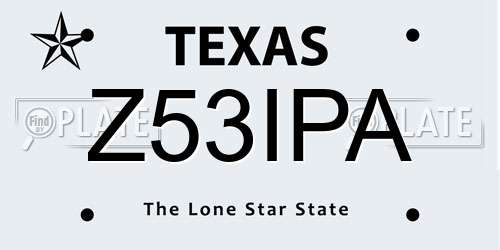 Z53IPA Texas License Plate
