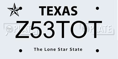 Z53TOT Texas License Plate