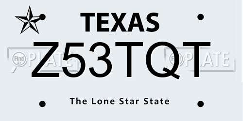 Z53TQT Texas License Plate