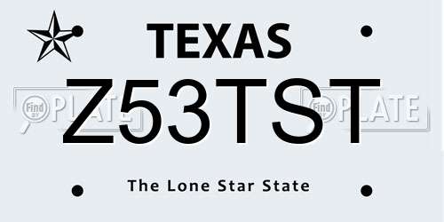 Z53TST Texas License Plate