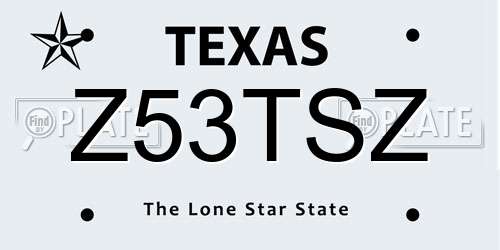 Z53TSZ Texas License Plate