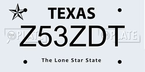 Z53ZDT Texas License Plate