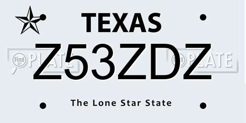 Z53ZDZ Texas License Plate
