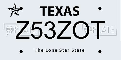Z53ZOT Texas License Plate
