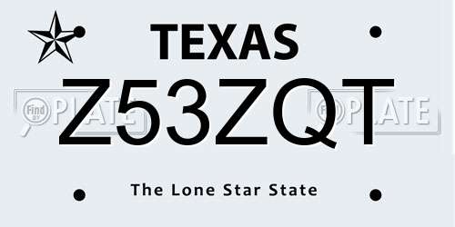 Z53ZQT Texas License Plate