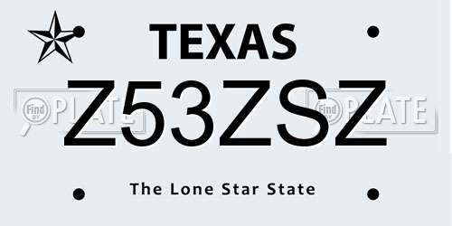 Z53ZSZ Texas License Plate