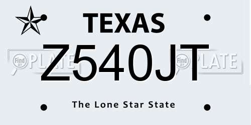 Z540JT Texas License Plate