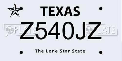 Z540JZ Texas License Plate