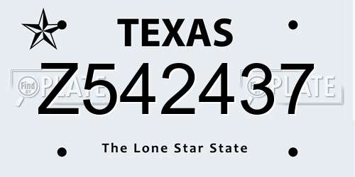 Z542437 Texas License Plate