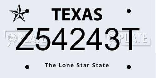 Z54243T Texas License Plate