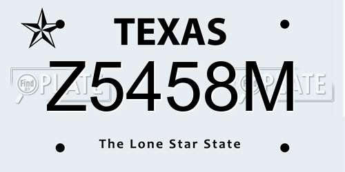 Z5458M Texas License Plate