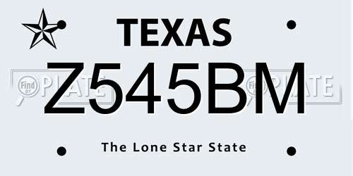 Z545BM Texas License Plate