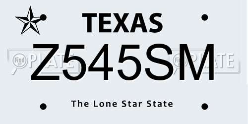 Z545SM Texas License Plate