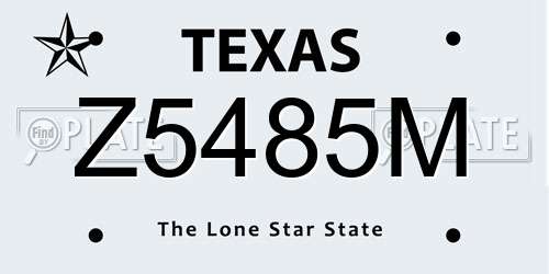 Z5485M Texas License Plate