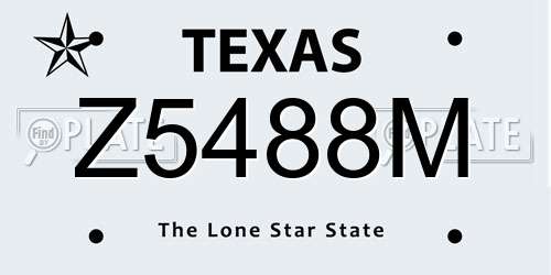 Z5488M Texas License Plate