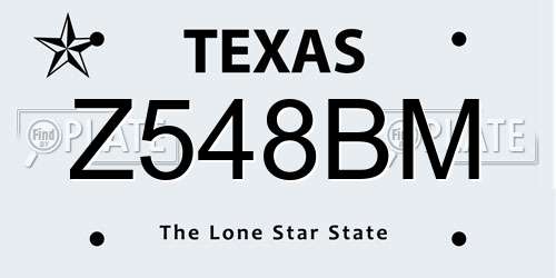 Z548BM Texas License Plate