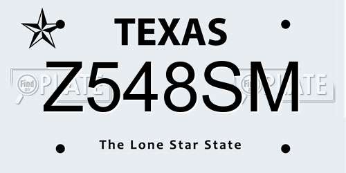 Z548SM Texas License Plate