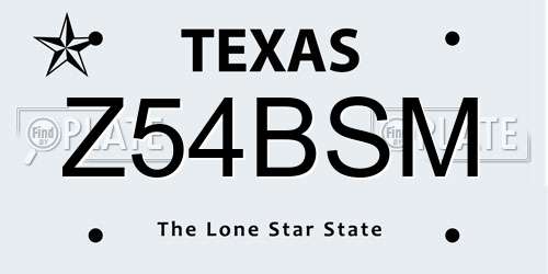 Z54BSM Texas License Plate