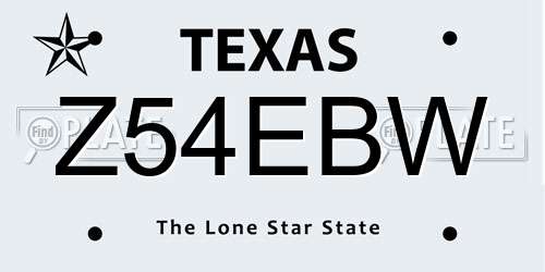 Z54EBW Texas License Plate