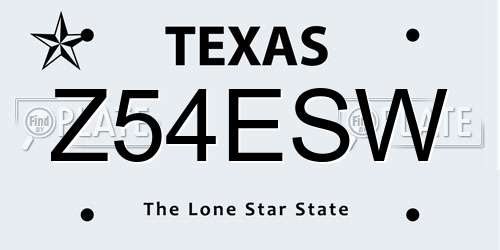 Z54ESW Texas License Plate