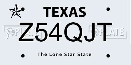 Z54QJT Texas License Plate