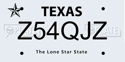 Z54QJZ Texas License Plate