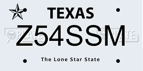 Z54SSM Texas License Plate