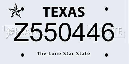 Z550446 Texas License Plate